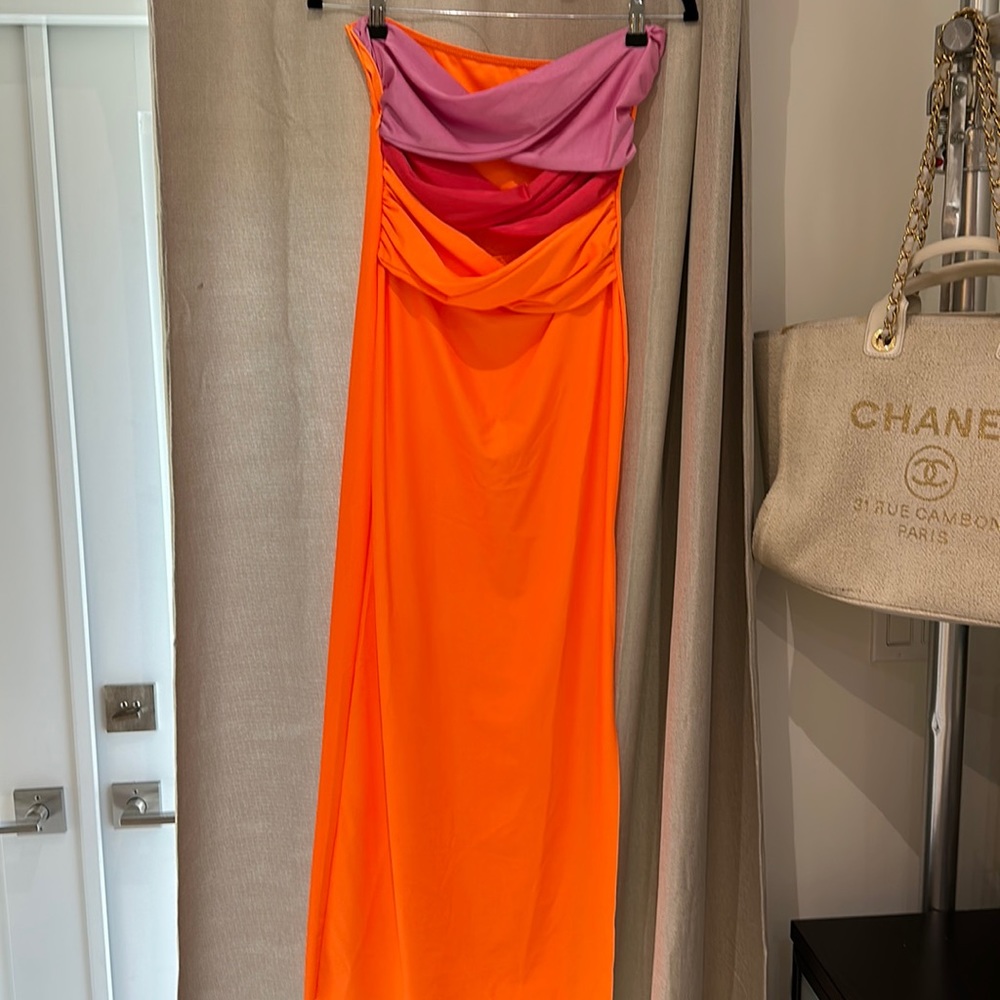 strapless cut out dress